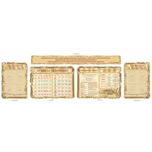 Комплект резных стендов из 5 частей по русскому языку Комплект резных стендов из 5 частей по русскому языку