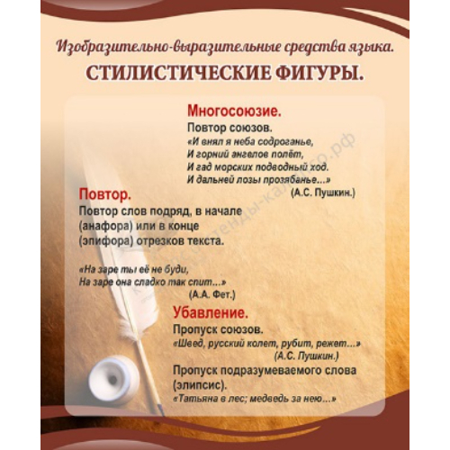 Стенд "Стилистические фигуры" (многосоюзие, повтор, убавление) Стенд "Стилистические фигуры" (многосоюзие, повтор, убавление)