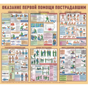Плакаты "Оказание первой помощи пострадавшим" (6 листов, размер 465х600)