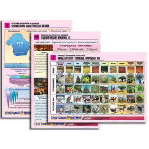 Комплект таблиц по географии раздат. "Природа материков и океанов" (цвет, лам, А4, 12 шт.)