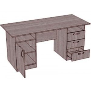 Стол письменный двухтумбовый, 3 ящика и ниша, 1600х700х750 мм.