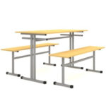 Стол обеденный с 2-я скамьями на 4-х человек.