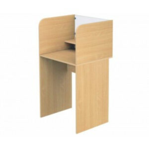 Парта-стол для лингафонного кабинета одноместная. Передний экран - закаленное стекло. Цвет: бук светлый. Ростовая группа: 4 (высота 64см.)