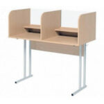 Стол для лингафонного кабинета двухместный.ЛДСП 16мм.Труба квадрат 25х25 мм. Цвет: бук светлый. Ростовая группа: (3-5)