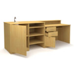 Стол демонстрационный с керамической раковиной. ЛДСП 16 мм.2400х750х901мм.