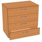 Тумба лабораторная, пластик, 4 выдвижных ящика.800х500х800 мм.