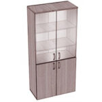 Шкаф с полками закрытый, 4 дверки, стекло. 800х400х1800 мм.