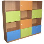 Стеллаж "Солнышко" (три ящика, четыре дверки). 1800х420х1600 мм.