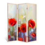 Ширма двухсторонняя с картинкой (маки). 1760х1400 мм.