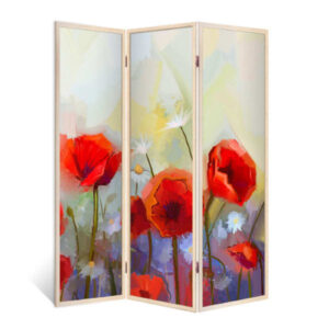 Ширма двухсторонняя с картинкой (маки). 1760х1400 мм.