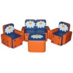 «Бантик с аппликацией» комплект детской мягкой мебели оранжево-синий