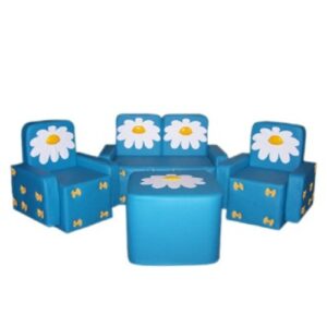 «Бантик с аппликацией» комплект детской мягкой мебели голубой