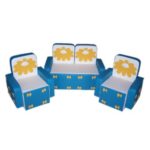 «Бантик с аппликацией без столика» комплект голубо-белый