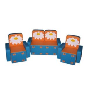 «Бантик с аппликацией без столика» комплект голубо-оранжевый