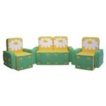 «Бантик с аппликацией без столика» комплект салатово-желтый