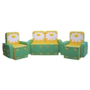 «Бантик с аппликацией без столика» комплект салатово-желтый