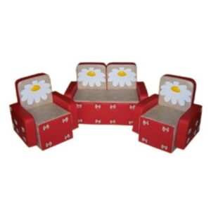 «Бантик с аппликацией без столика» комплект красно-бежевый