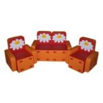 «Бантик с аппликацией без столика» комплект оранжево-красный