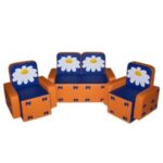 «Бантик с аппликацией без столика» комплект оранжево-синий