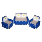 «Бантик с аппликацией без столика» комплект сине-бежевый