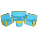 "Малютка" комплект мягкой набивной мебели голубо-желтый