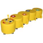 Комплект пуфов-трансформеров "Сороконожка" желтая. 1300х400х350 мм.