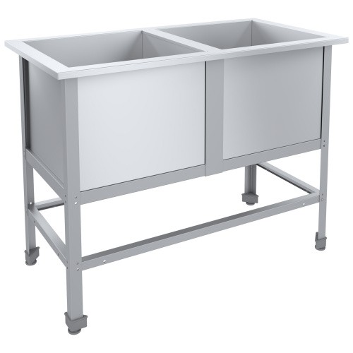 Ванна моечная сварная двухсекционная 1020х530х870 мм, из нерж. стали 0,5 мм, каркас из оцинк. стали Ванна моечная сварная двухсекционная 1120х580х870 мм, из нерж. стали 0,5 мм, каркас из оцинк. стали