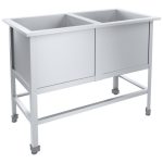 Ванна моечная сварная двухсекционная 1020х530х870 мм, из нерж. стали 0,5 мм, каркас из нерж. стали