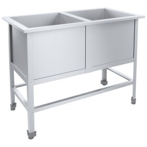 Ванна моечная сварная двухсекционная 1020х530х870 мм, из нерж. стали 0,5 мм, каркас из нерж. стали