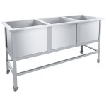 Ванна моечная сварная трехсекционная 1500х530х870 мм, из нерж. стали 0,5 мм, каркас из оцинк. стали