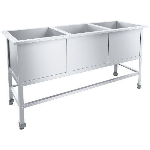 Ванна моечная сварная трехсекционная 1500х530х870 мм, из нерж. стали 0,5 мм, каркас из нерж. стали Ванна моечная сварная трехсекционная 1650х580х870 мм, из нерж. стали 0,5 мм, каркас из нерж. стали