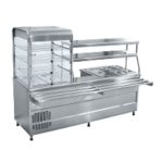 Прилавок-витрина холодильный мармитный универсальный ПВХМ-70КМУ нерж. (2275 мм,витрина слева)