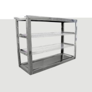 Стеллаж для стаканов СТАНДАРТ (сетки хром., каркас нерж разборный), 905х315х560 мм.