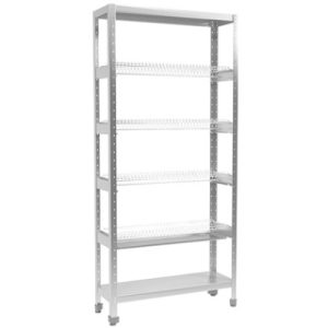 Стеллаж для тарелок СТАНДАРТ (сетки хром., каркас нерж разборный) 900х300х1950 мм.