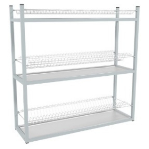 Стеллаж для тарелок и стаканов 3-х полочный ЭКОНОМ (сетки хром., каркас окраш.), 895х270х890 мм. Стеллаж для тарелок и стаканов СТАНДАРТ (сетки хром., каркас нерж.), 895х270х890 мм.
