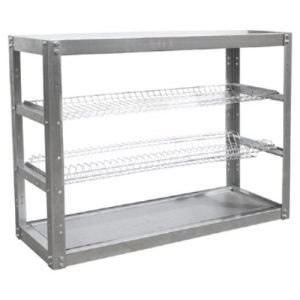 Стеллаж для тарелок и стаканов СТАНДАРТ (сетки хром, каркас нерж) 905х315х660 мм.