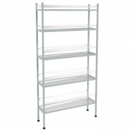 Стеллаж для тарелок и стаканов ЭКОНОМ 5-ти полочный (сетки хром., каркас окраш.), 895х270х1790(1810) мм. Стеллаж для тарелок и стаканов СТАНДАРТ 5-ти полочный (сетки хром., каркас нерж.), 895x270x1790(1810) мм.