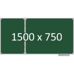 Доска школьная двухэлементная магнитная (мел), 1500х750 мм. полимер, лев.