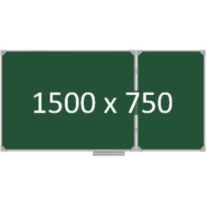 Доска школьная двухэлементная магнитная (мел), 1500х750 мм. полимер, прав.