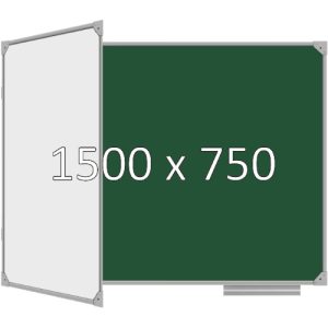 Доска школьная двухэлементная магнитная (мел+маркер), 1500х750 мм. полимер, лев.