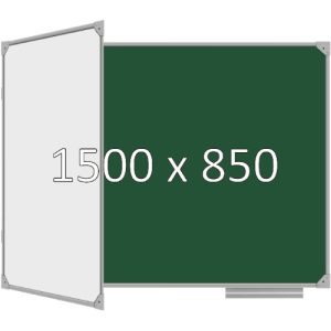 Доска школьная двухэлементная магнитная (мел+маркер), 1500х850 мм. полимер, лев.