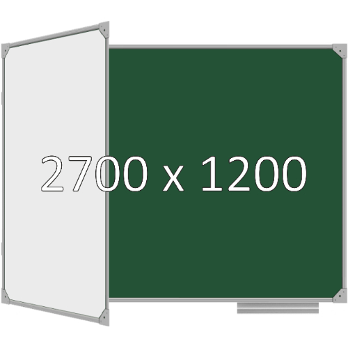 Доска школьная двухэлементная магнитная (мел+маркер), 2700х1200 мм. полимер, лев. Доска школьная двухэлементная магнитная (мел+маркер), 2700х1200 мм. полимер, лев.