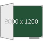 Доска школьная двухэлементная магнитная (мел+маркер), 3000х1200 мм. полимер, лев.