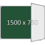 Доска школьная двухэлементная магнитная (мел+маркер), 1500х750 мм. полимер, прав.