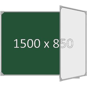 Доска школьная двухэлементная магнитная (мел+маркер), 1500х850 мм. полимер, прав.