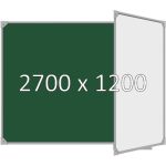 Доска школьная двухэлементная магнитная (мел+маркер), 2700х1200 мм. полимер, прав.