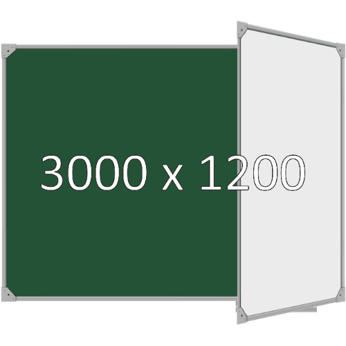 Доска школьная двухэлементная магнитная (мел+маркер), 3000х1200 мм. полимер, прав. Доска школьная двухэлементная магнитная (мел+маркер), 3000х1200 мм. полимер, прав.