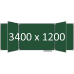 Доска школьная пятиэлементная магнитная (мел), 3400х1200 мм. полимер