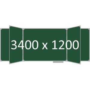 Доска школьная пятиэлементная магнитная (мел), 3400х1200 мм. полимер