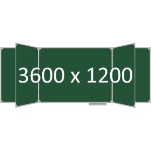 Доска школьная пятиэлементная магнитная (мел), 3600х1200 мм. полимер